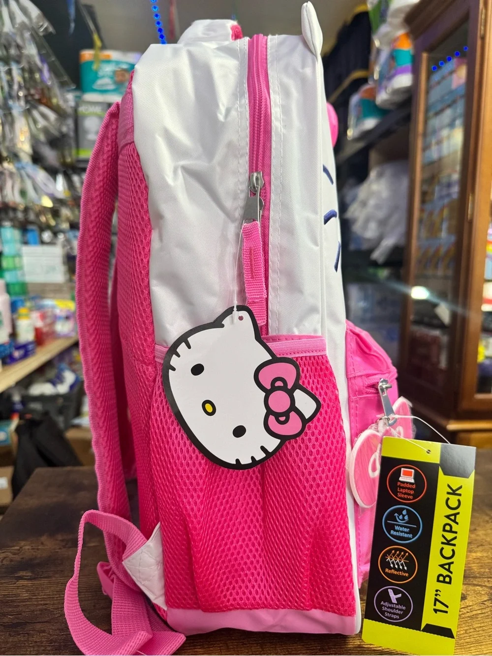 Hello Kitty Pink & White Kids Backpack with Bow Accent